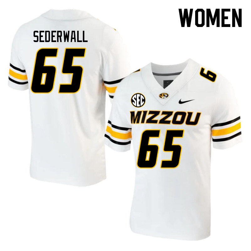 Women #65 Trenton Sederwall Missouri Tigers College 2023 Football Stitched Jerseys Sale-White - Click Image to Close